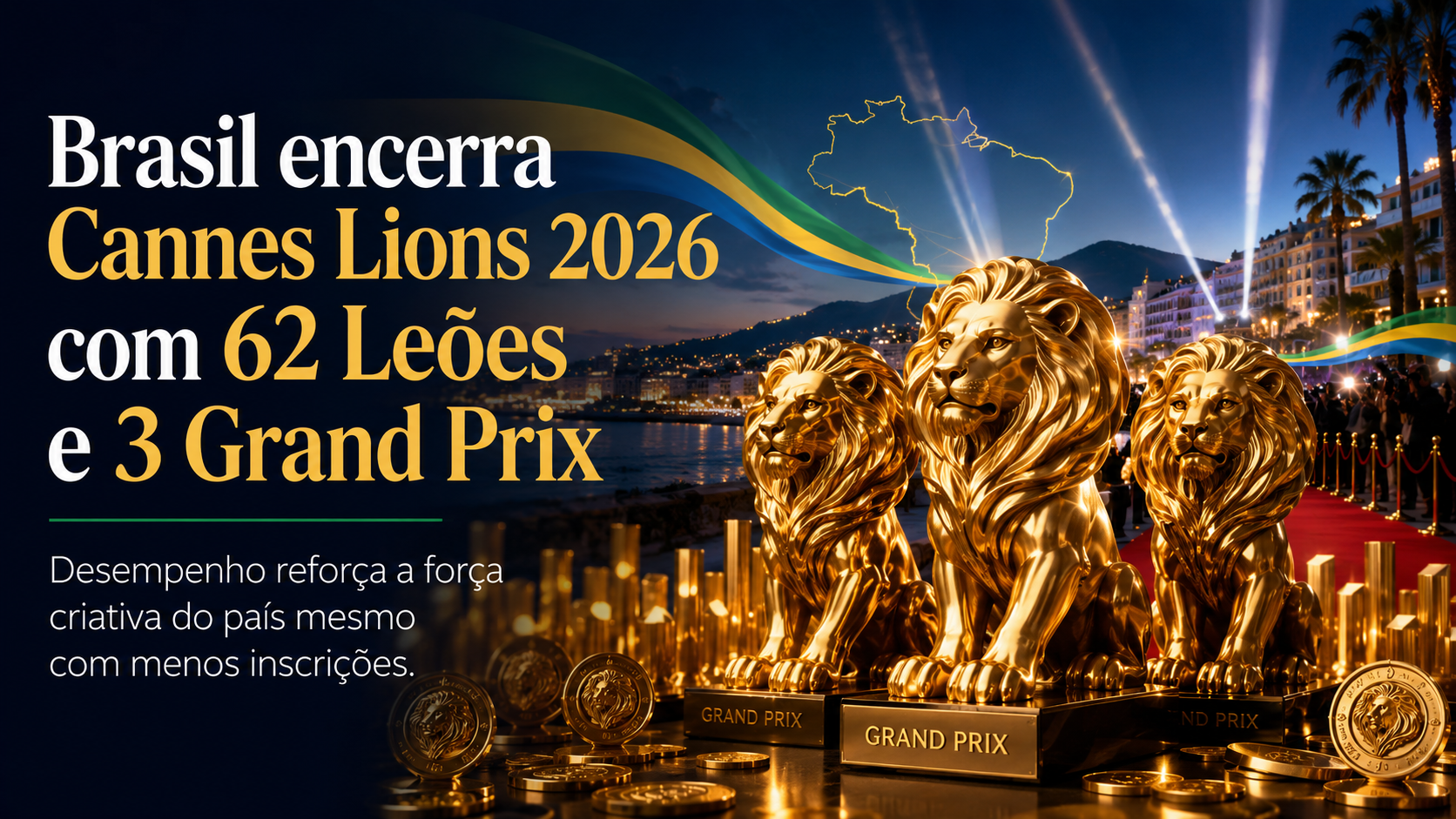 Brasil fecha Cannes Lions 2026 com 62 Leões e mostra força criativa em ano mais seletivo